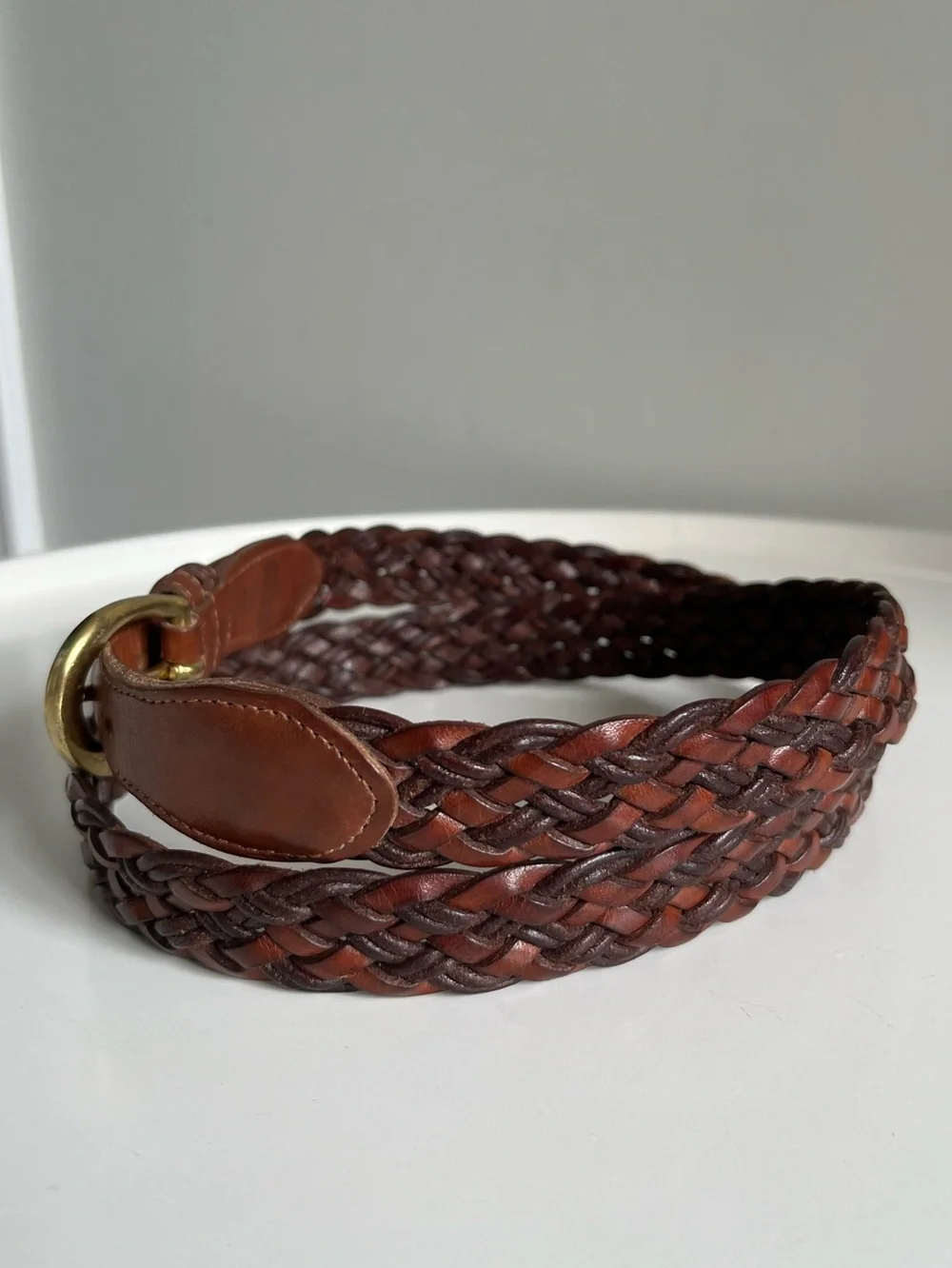 Vintage COACH Brown Belt 3850 British Tan Woven Leather Braided 40